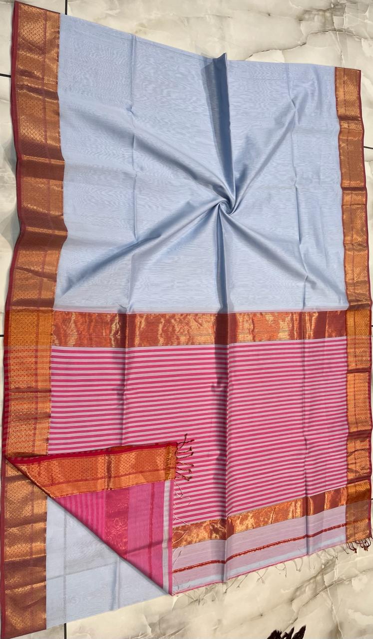 Stripe pallu maheshwari