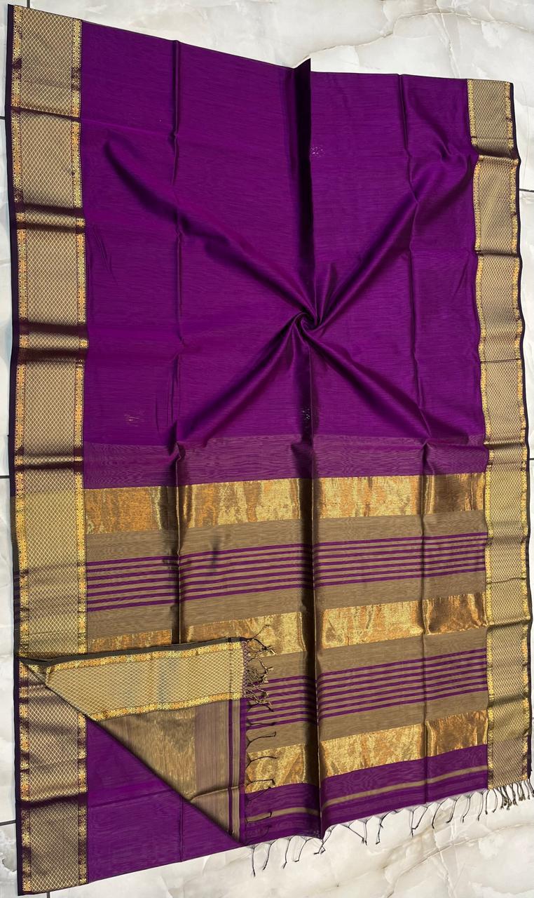 Stripe pallu maheshwari