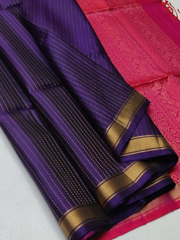 Striped body with small border kanjivaram