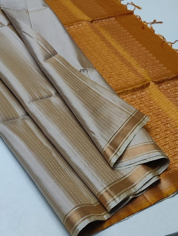 Striped body with small border kanjivaram