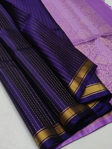 Striped body with small border kanjivaram