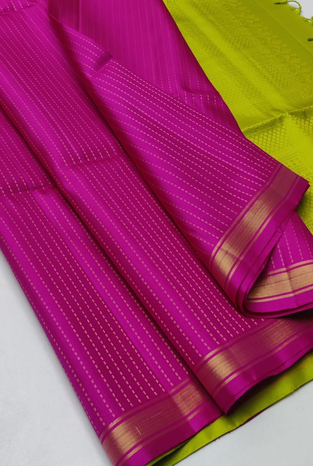 Striped body with small border kanjivaram