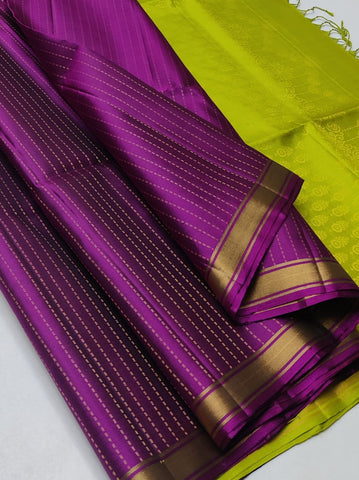 Striped body with small border kanjivaram