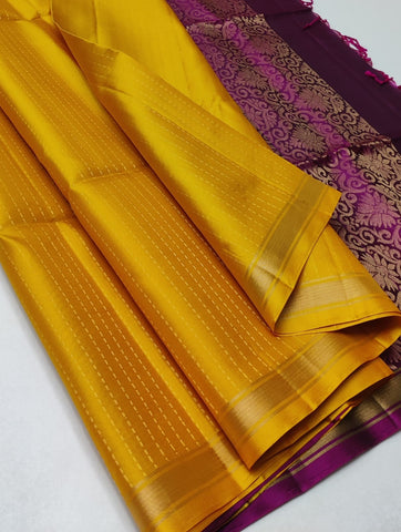 Striped body with small border kanjivaram