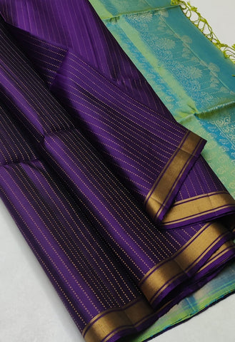 Striped body with small border kanjivaram