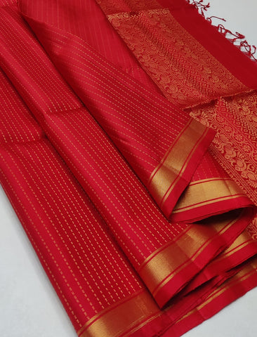 Striped body with small border kanjivaram