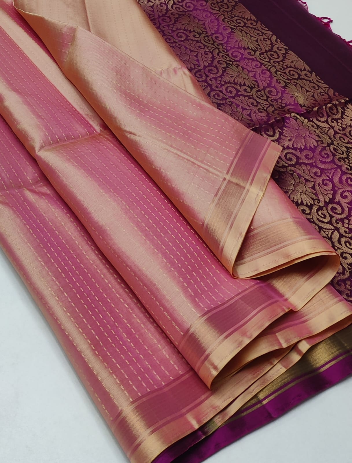 Striped body with small border kanjivaram