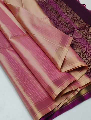 Striped body with small border kanjivaram