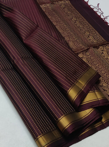 Striped body with small border kanjivaram