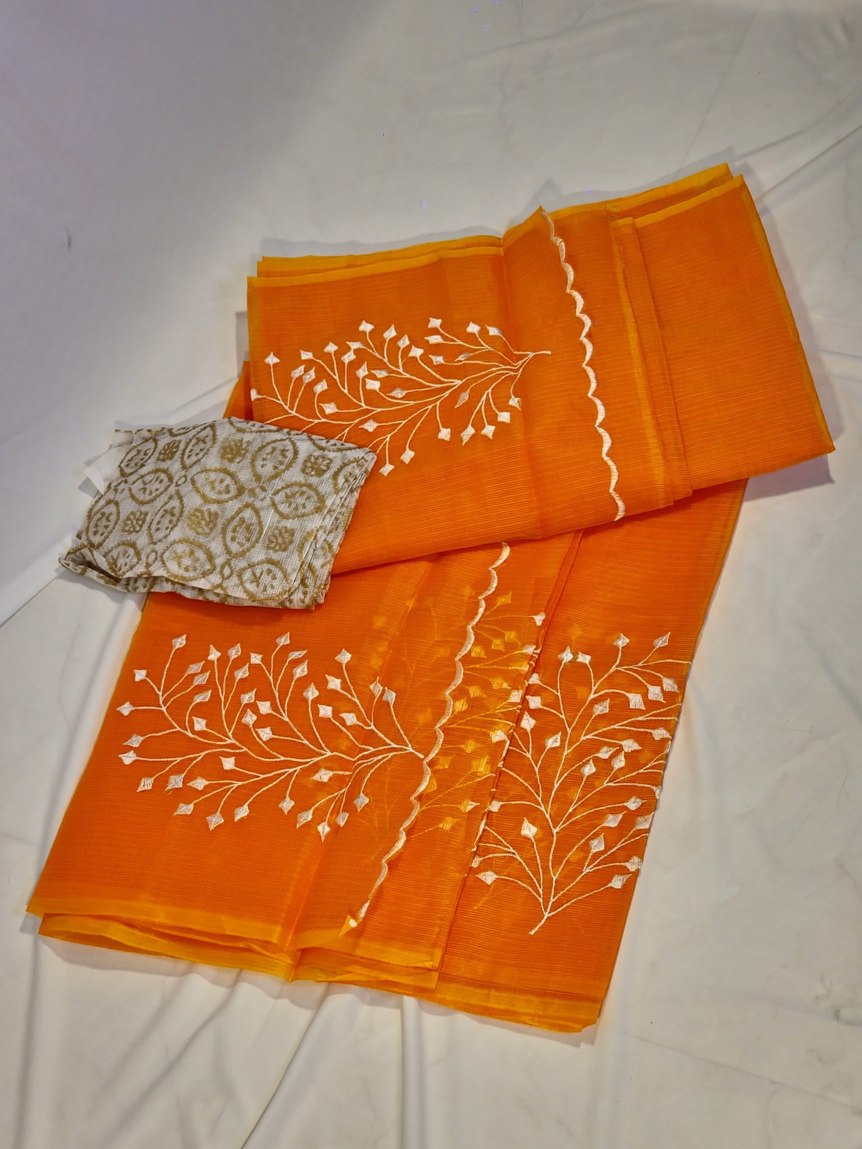 Embroidered Kota Doria saree