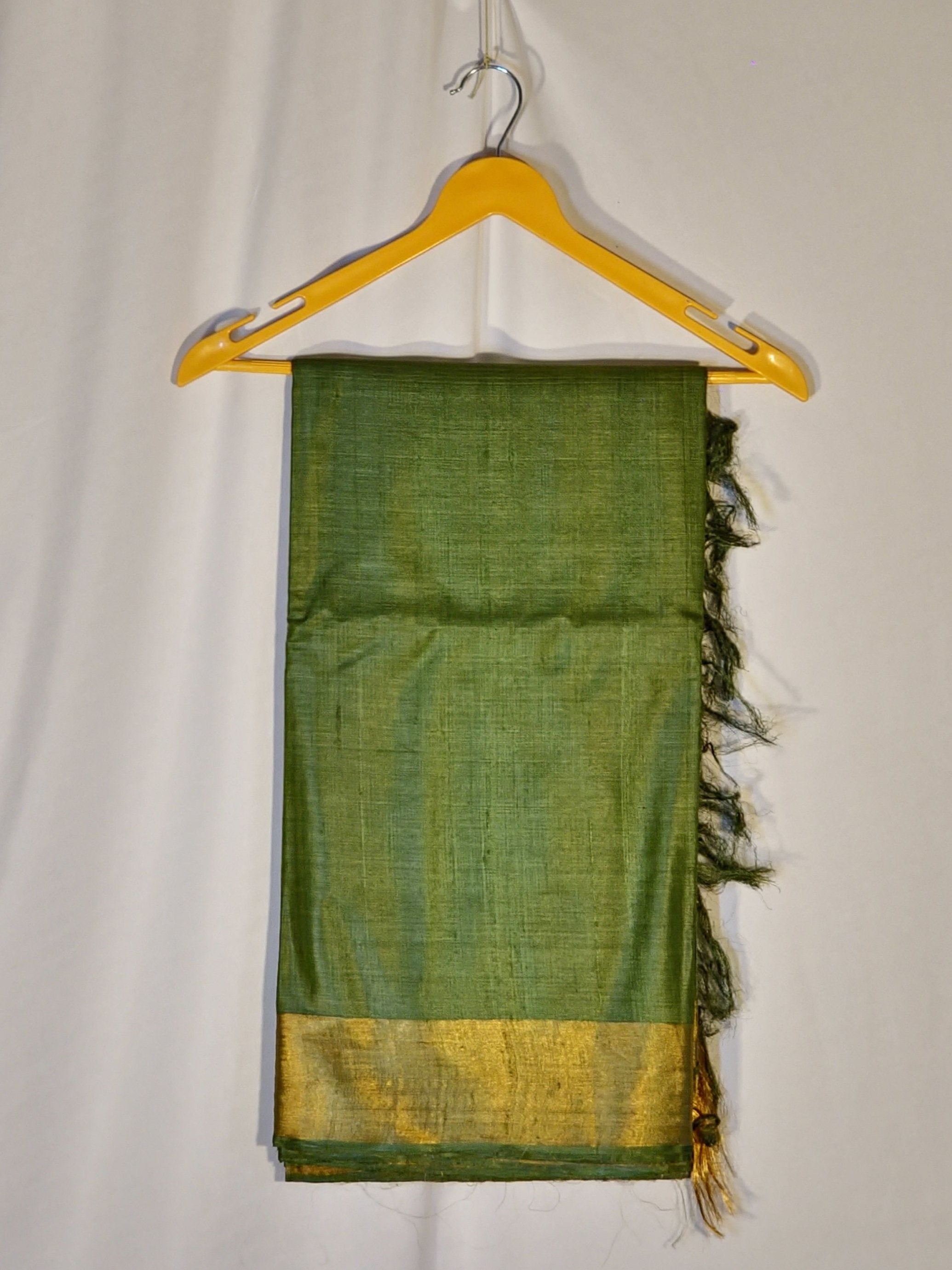 Plain Kosa saree with big golden border