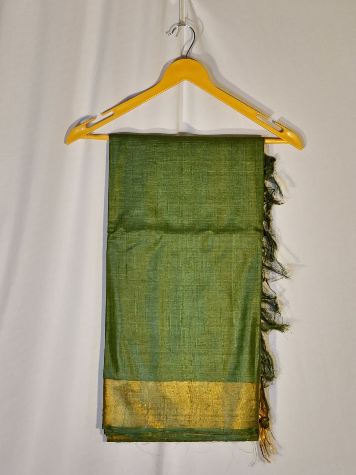 Plain Kosa saree with big golden border