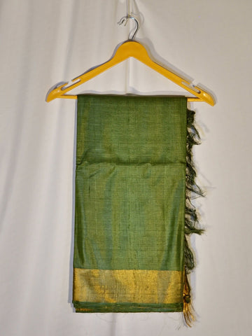 Plain Kosa saree with big golden border