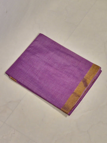 Plain Kosa saree with small golden border