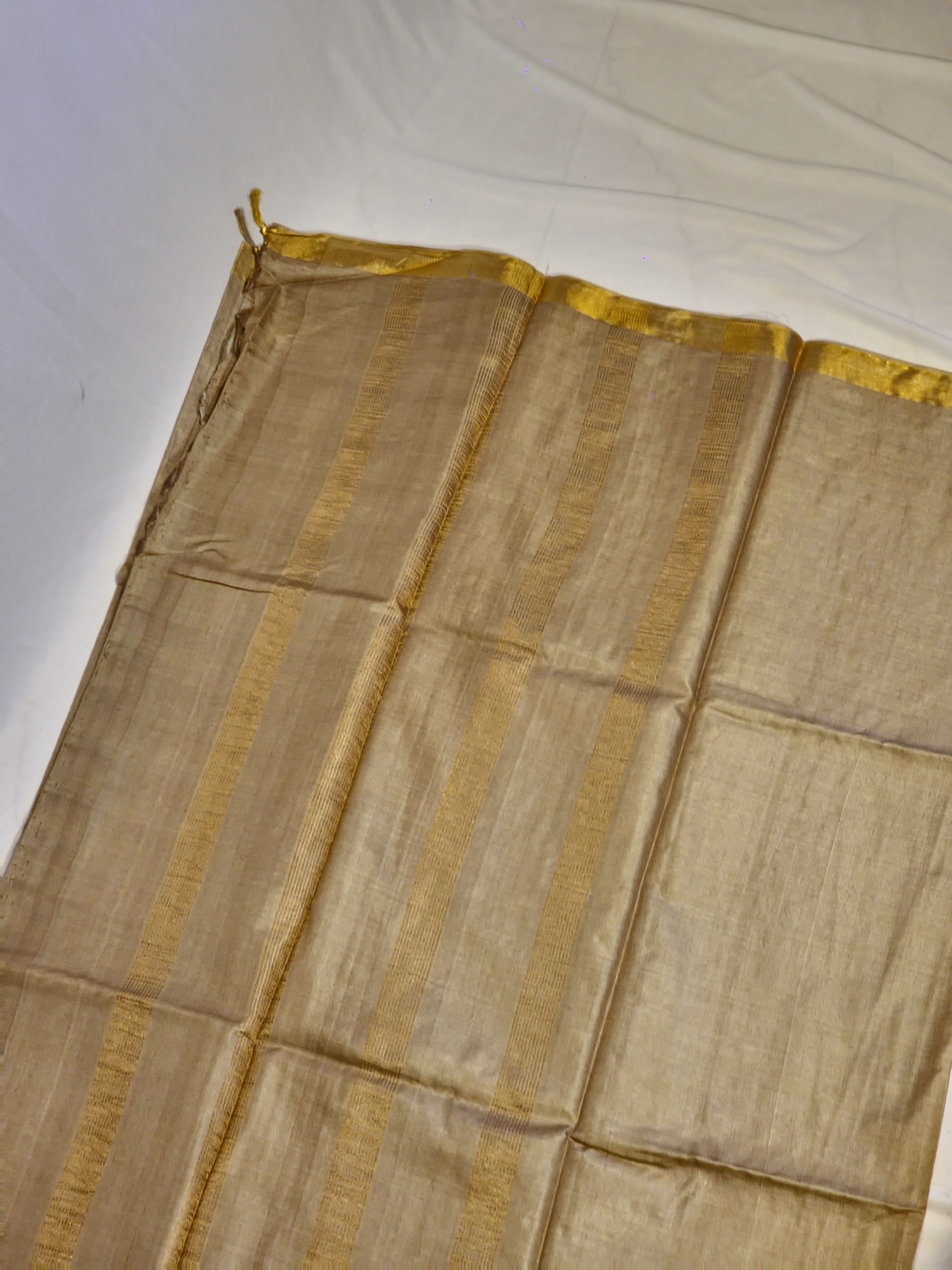 Plain Kosa saree with small golden border