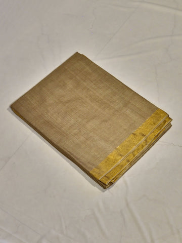 Plain Kosa saree with small golden border