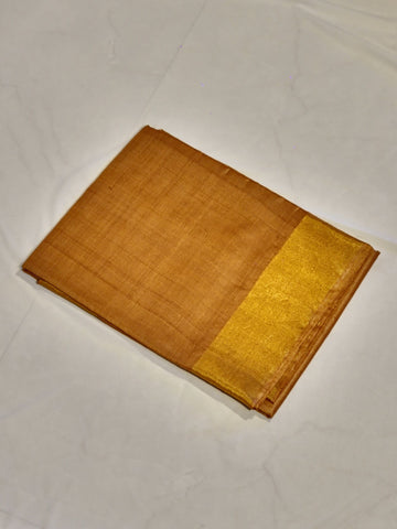 Plain Kosa saree with big golden border