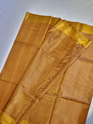 Plain Kosa saree with big golden border