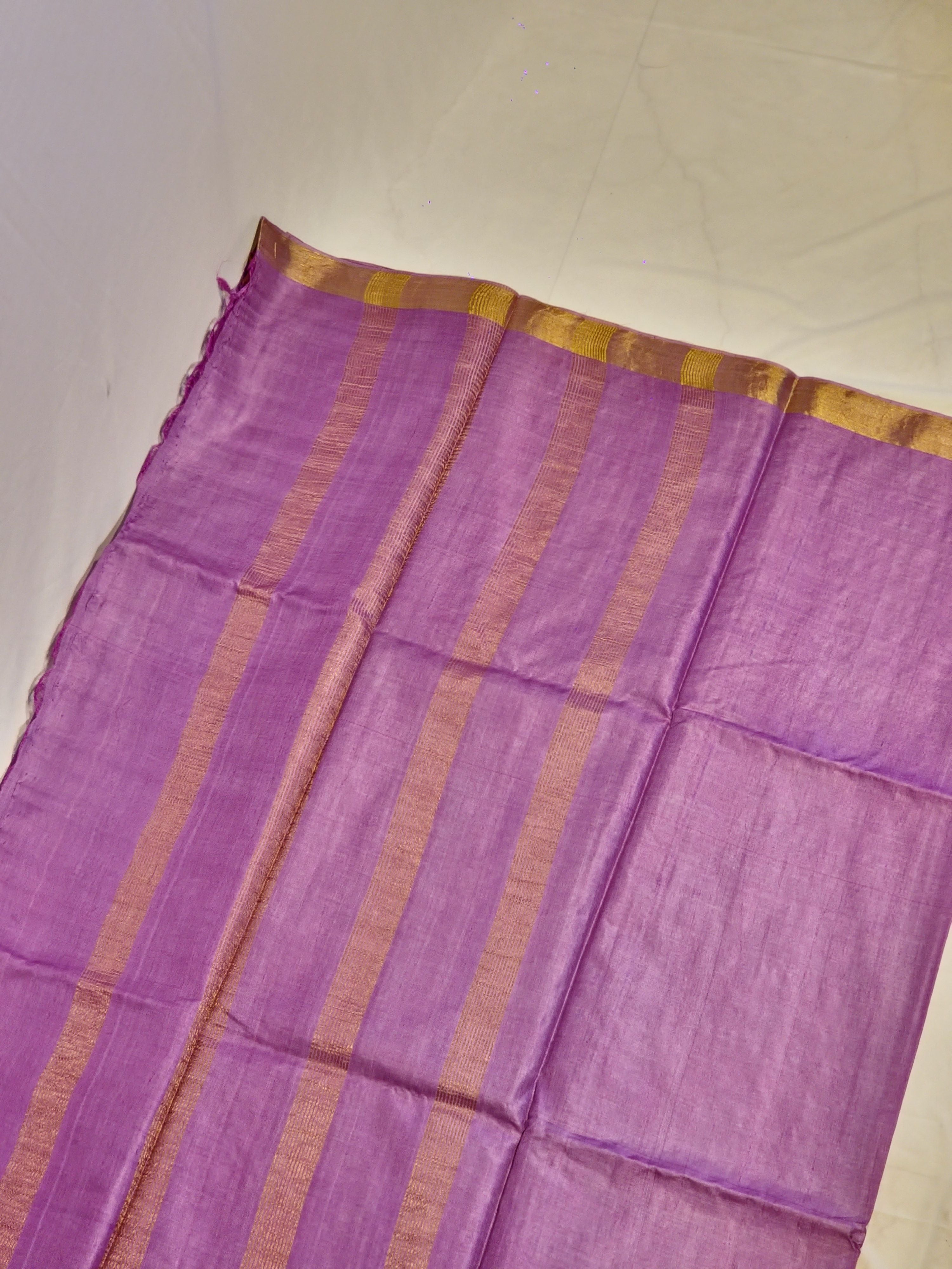 Plain Kosa saree with small golden border